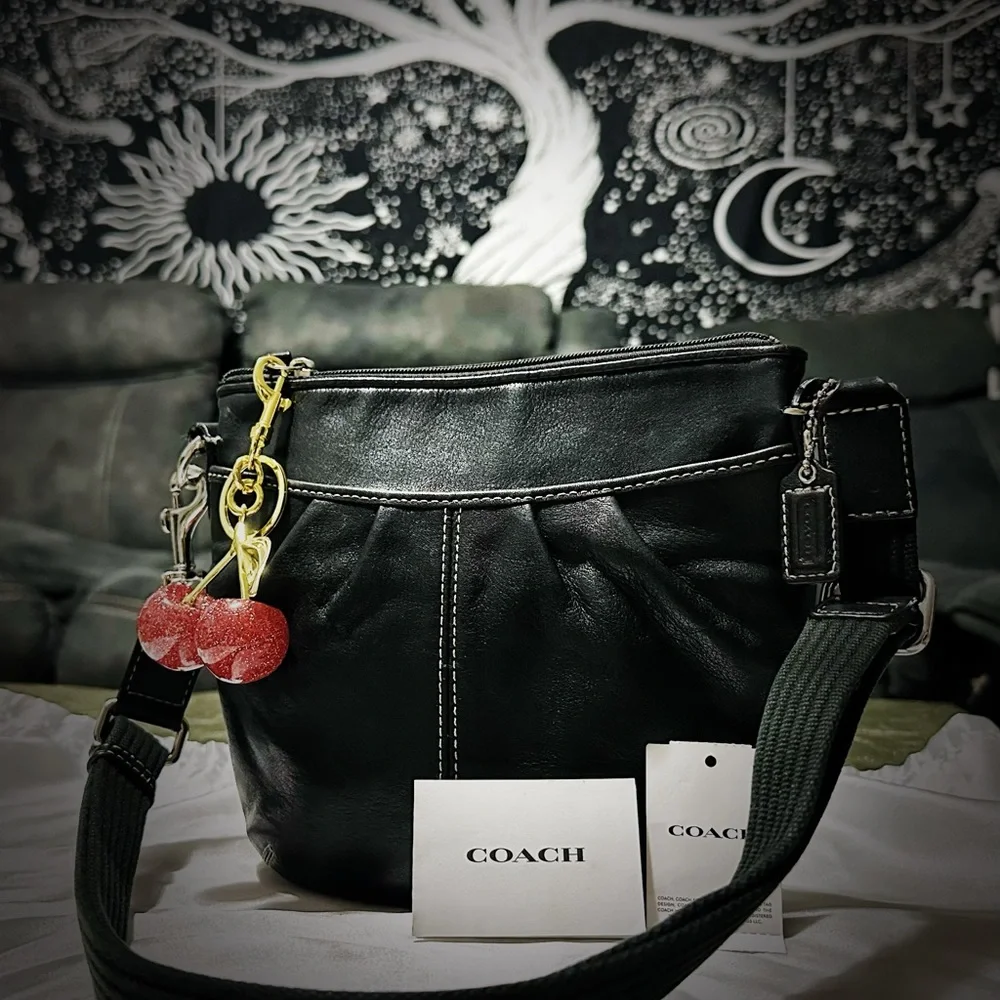 Vintage Coach soho Black Leather Shoulder Bag Crossbody purse - Picture 6 of 17